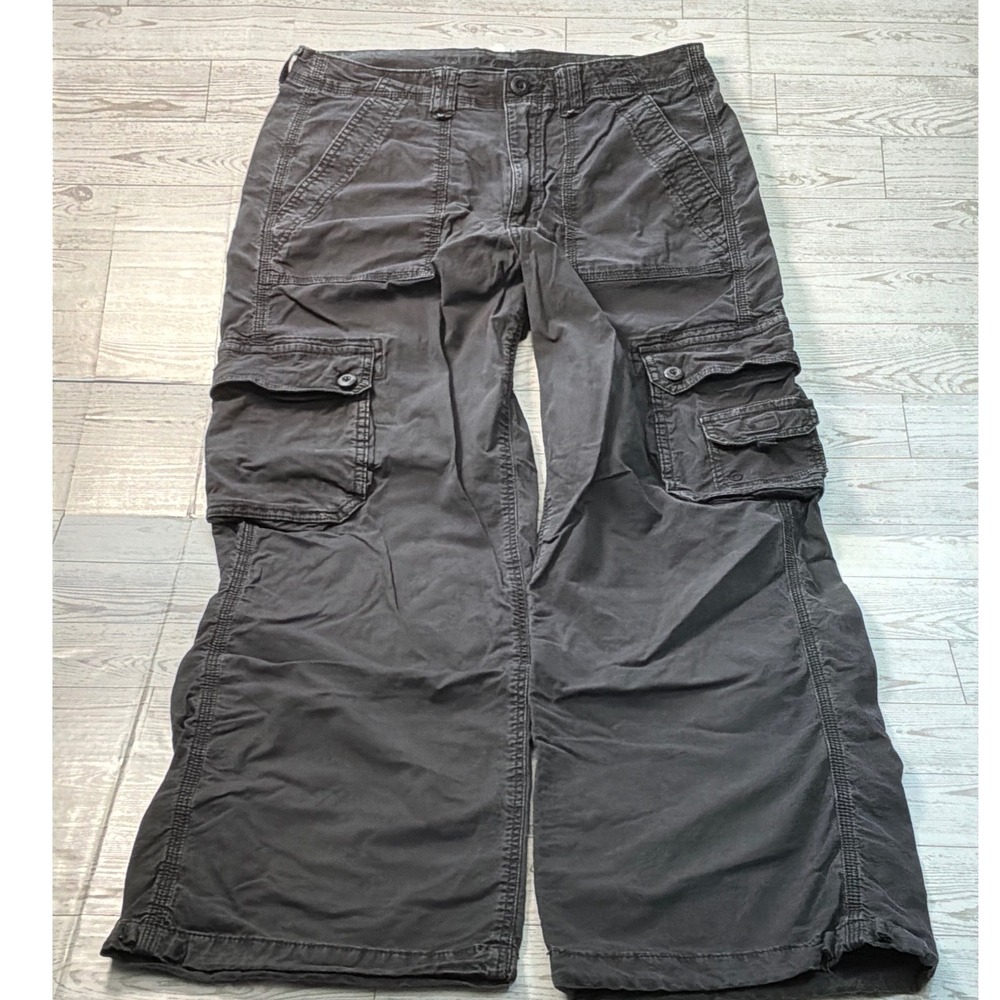 American Eagle Cargo Pants Womens 8 Gray Wide Leg Utility Y2K Grunge Streetwear - Picture 2 of 9
